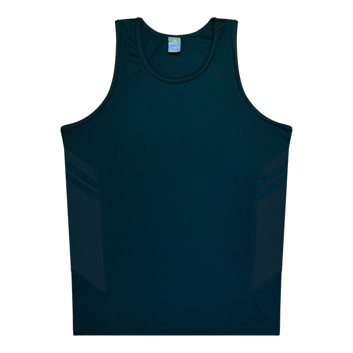 TASMAN MENS SINGLETS - NAVY