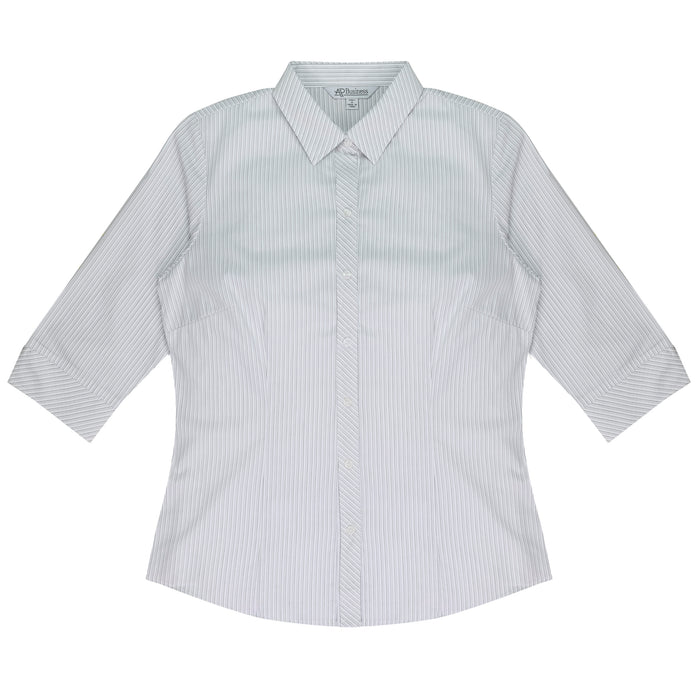 BAYVIEW LADY SHIRT SHORT SLEEVE - WHITE/SILVER - RUNOUT
