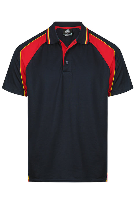 PANORAMA MENS POLOS - NAVY/RED/GOLD