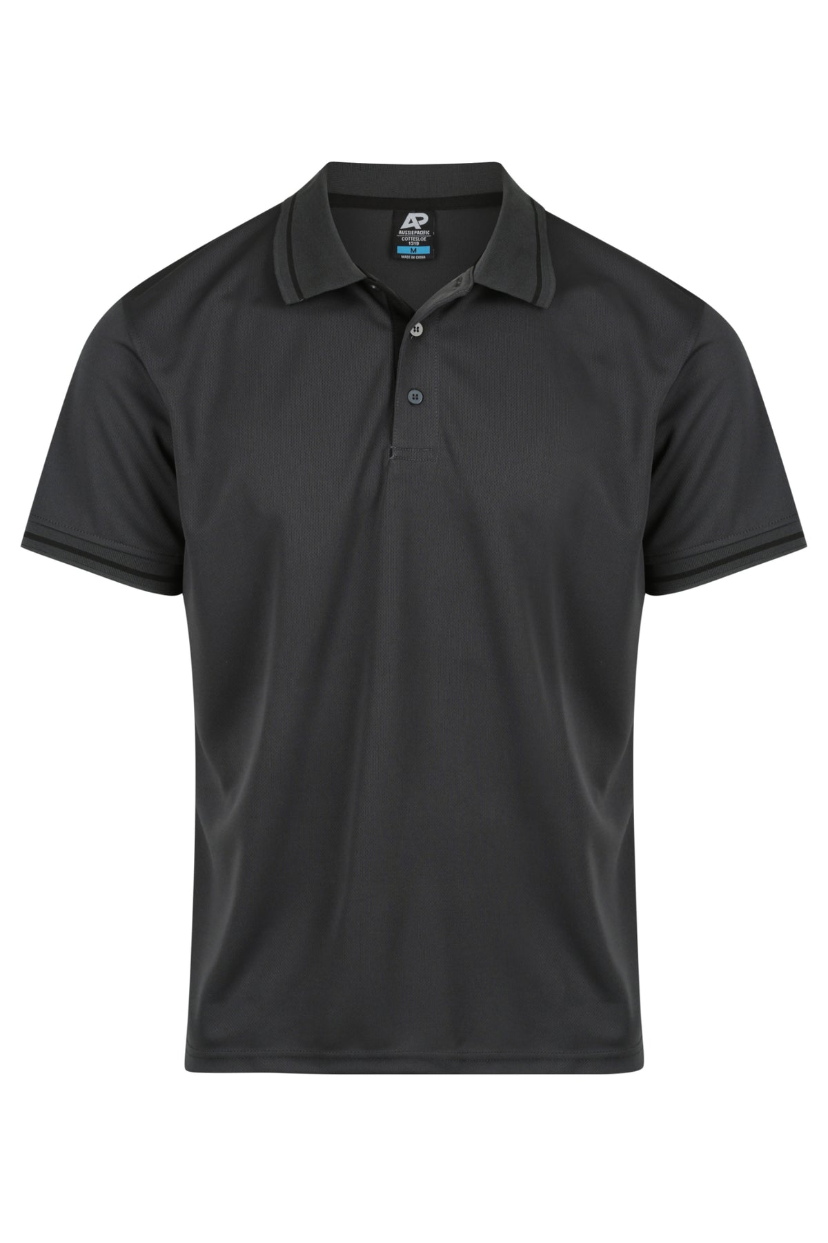 COTTESLOE MENS POLOS - SLATE/BLACK — Aussie Pacific